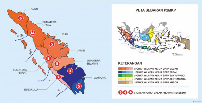 Peta Sebaran P2MKP di Pulau Sumatera